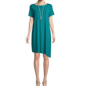 EileenFisher Ballet-Neck shift blue JerseyDress 2X
